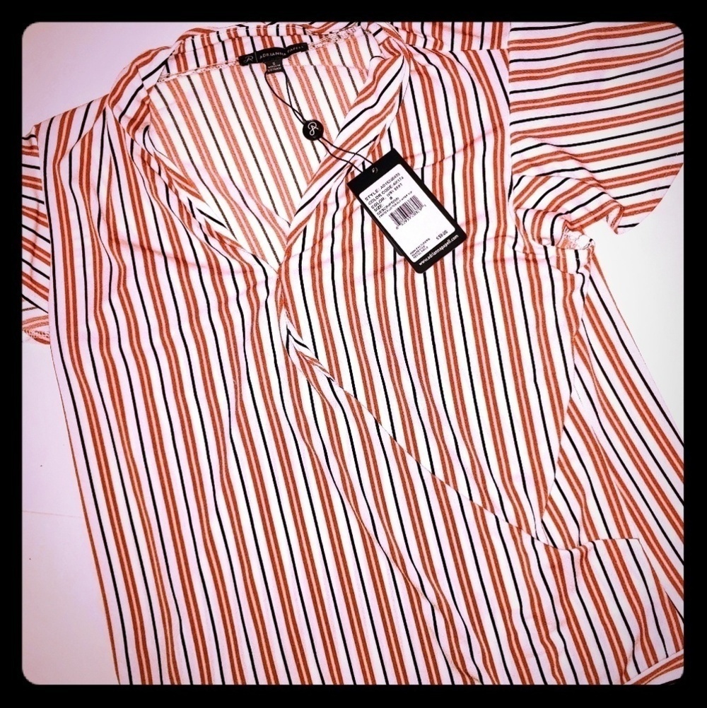 NWT Adrianna Papell Stripe Wrap Top
